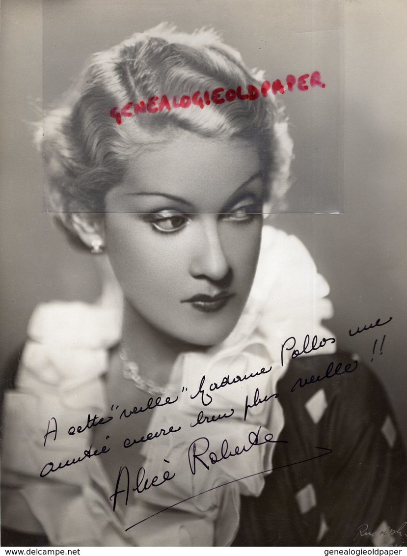 GRANDE PHOTO ORIGINALE ALICE ROBERTE-ACTRICE CINEMA-BELGIQUE 1906-1985- LOULOU-DESTIN HABSBOURG-DEDICACEE - Dédicacées