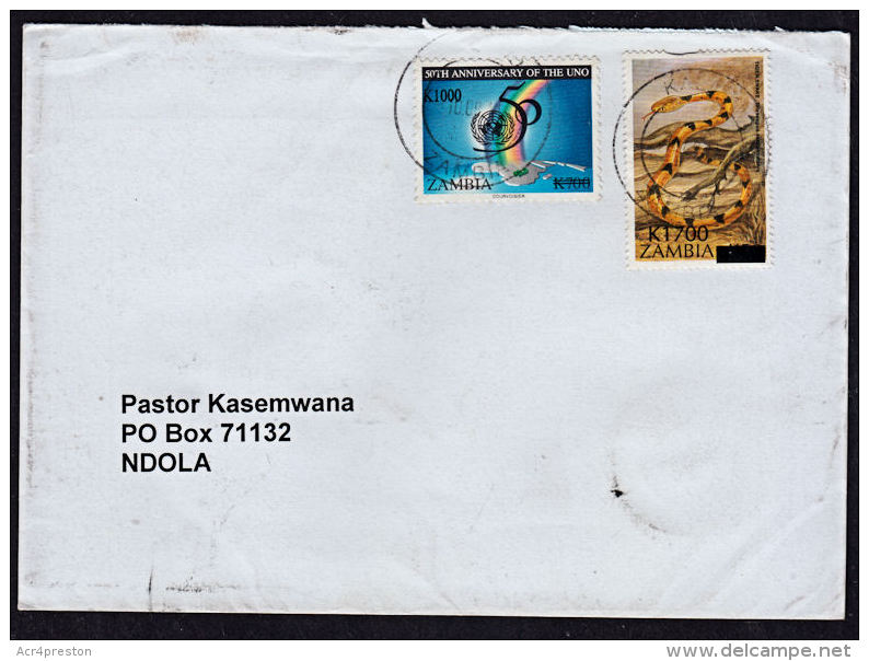 Cb0032 ZAMBIA 2014, UNO And Snake Surcharges On Kalabo Cover To Ndola - Zambia (1965-...)