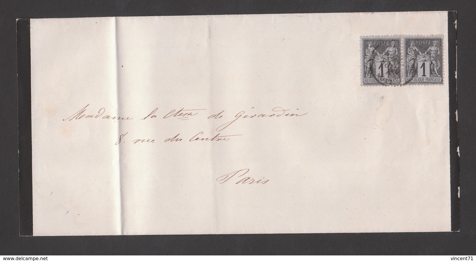 N° 83 SAGE Sur Lettre Deuil - 1876-1898 Sage (Type II)