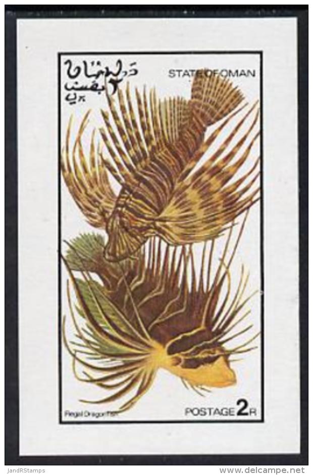 5004 (Marine) Oman 1974 Tropical Fish (Dragonfish) Imperf Souvenir Sheet (2R Value) Unmounted Mint - Marine Life