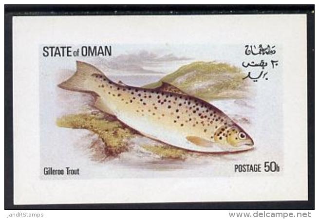 5007 (Marine) Oman 1972 Fish (Gilleroo Trout) Imperf Souvenir Sheet (50b Value) Unmounted Mint - Marine Life