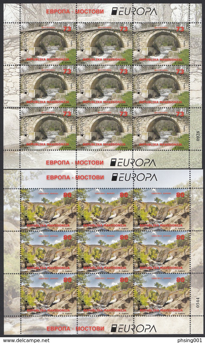 Macedonia 2018 Europa CEPT Bridges Bruecken Ponts, Architecture, Fauna, Birds, Stork, Mini Sheet MNH - 2018