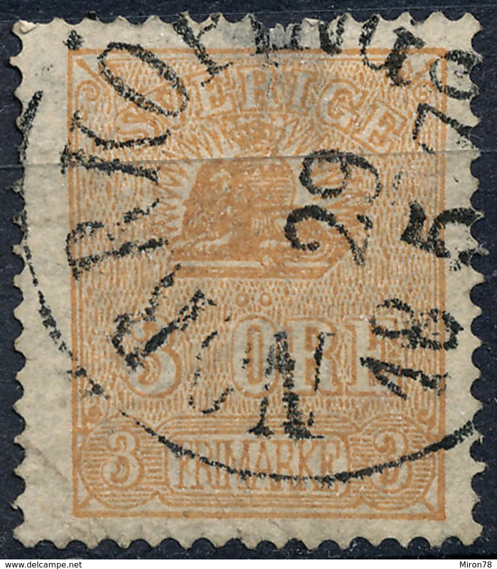 Stamp Sweden 1862 3o Used Lot88 - Oblitérés