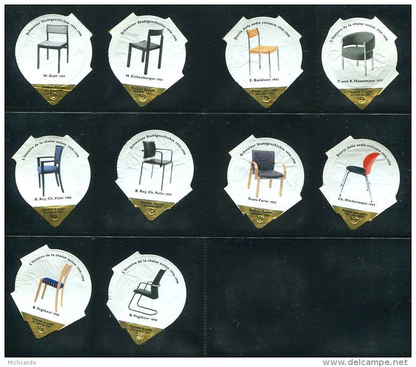 697 - Chaises III - Serie Complete De 10 Opercules Suisse - Milk Tops (Milk Lids)