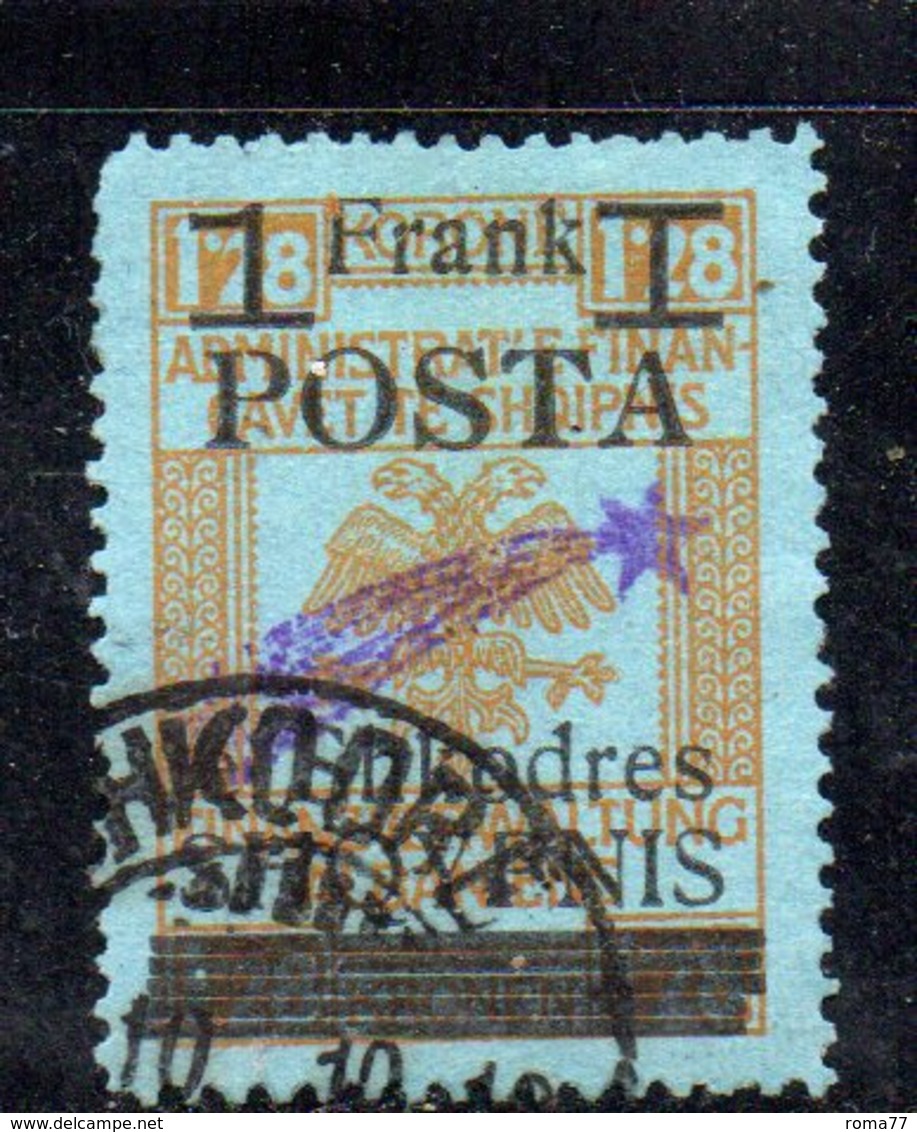 490 53 - ALBANIA 1919 ,  Soprastampa Cometa A Destra Yvert  N. 78  Usato . - Albania