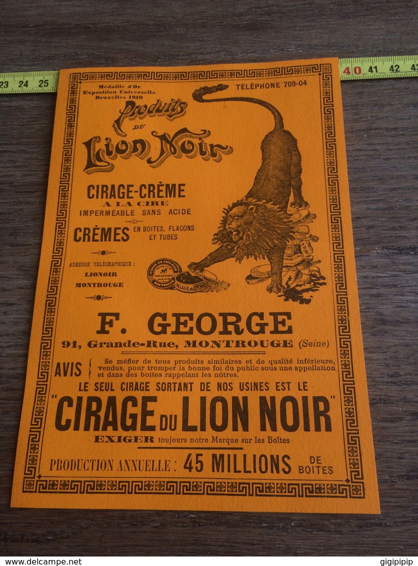 1930 PUBLICITE VERNIS CHAUSSURES DRAGON CIRAGE LION NOIR GEORGE MONTROUGE - Collezioni