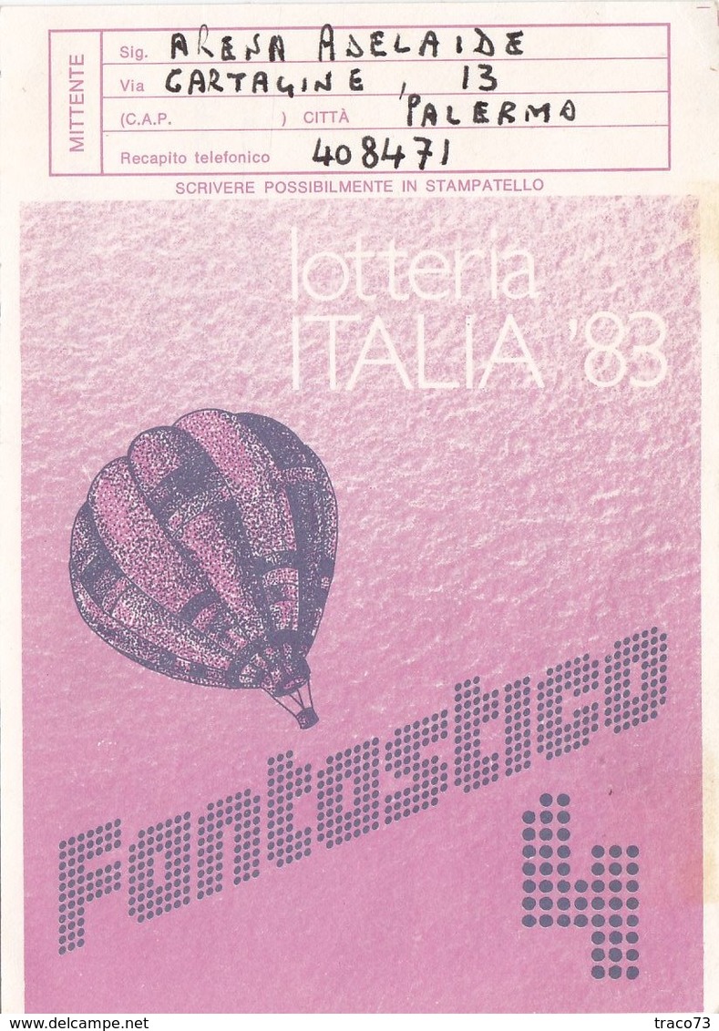LOTTERIA ITALIA 1983    /  " FANTASTICO 4 " _ Cartolina Per L'estrazione - Jeux Et Jouets
