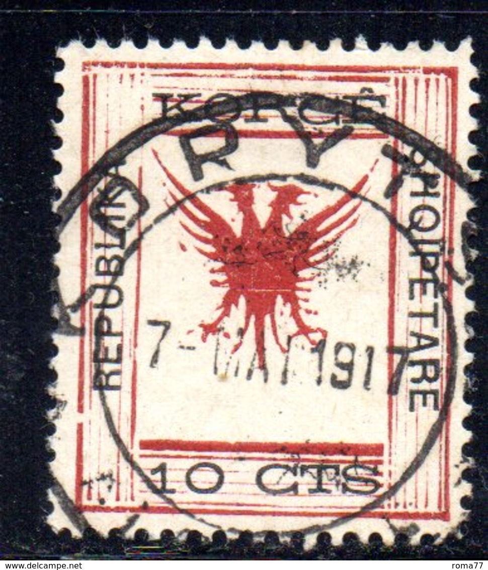 76 490 - ALBANIA 1917 ,  Koritza Yvert  N. 56  Usato  (REPUBLIKA) - Albanien