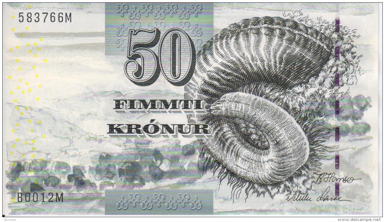 Faroe Islands. Banknote. 50 Kroons. UNC. 2001 - Féroé (Iles)