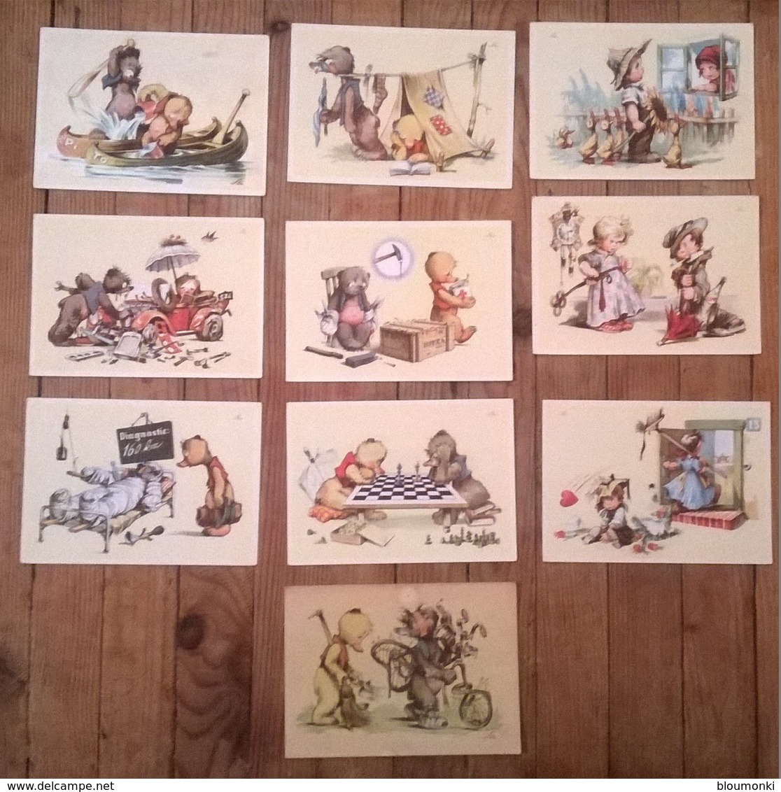 Lot De 10 Cartes Postales Anciennes Illustrateur SA (?) - Autres & Non Classés