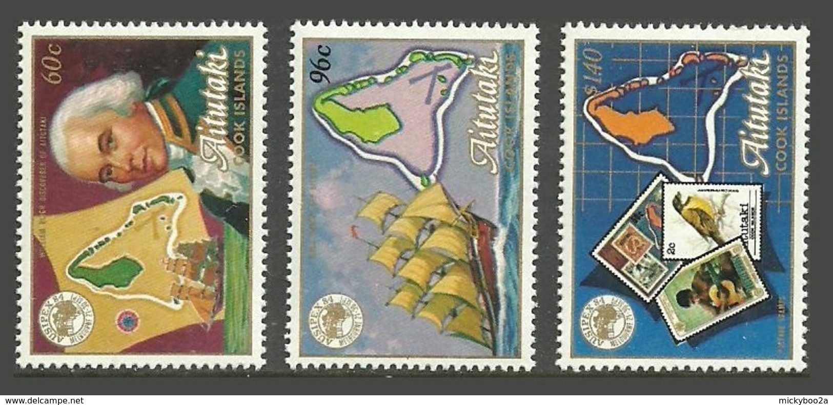 AITUTAKI COOK ISLANDS 1984 AUSIPEX OMNIBUS SHIPS EXPLORERS BLIGH BIRDS SET MNH - Aitutaki