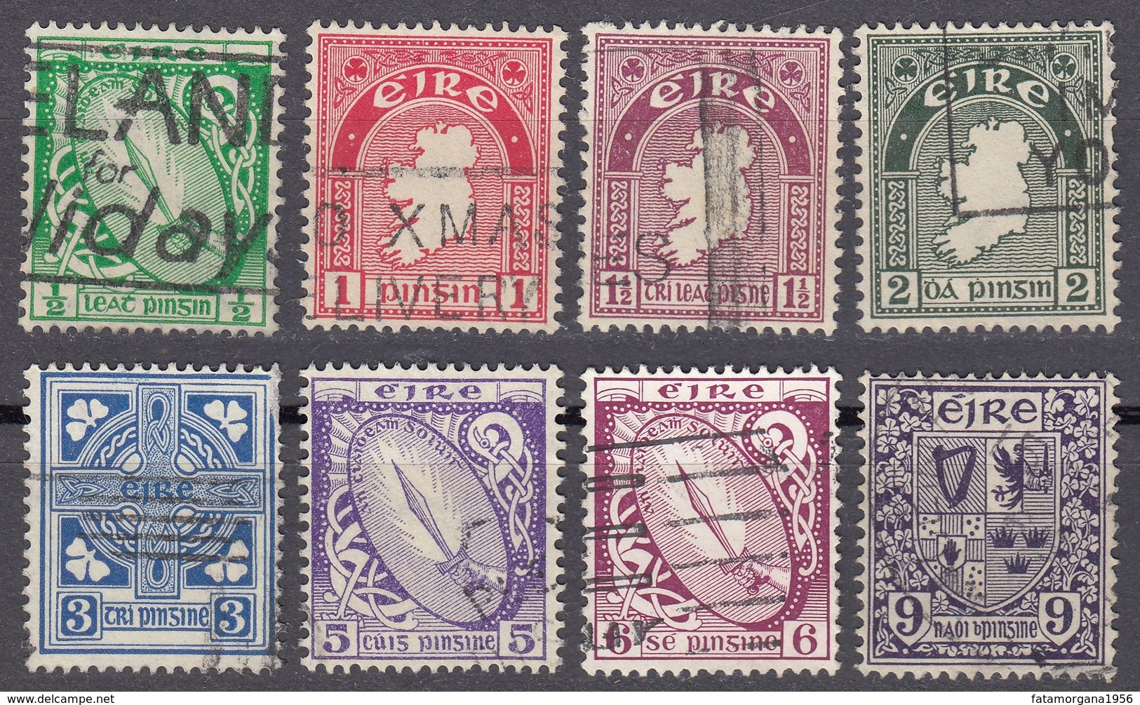 IRLANDA - IRLANDE - EIRE - 1941/1944 - Lotto 8 Valori Usati: Yvert 78, 79, 80, 81, 83, 85, 86 E 87. - Usati