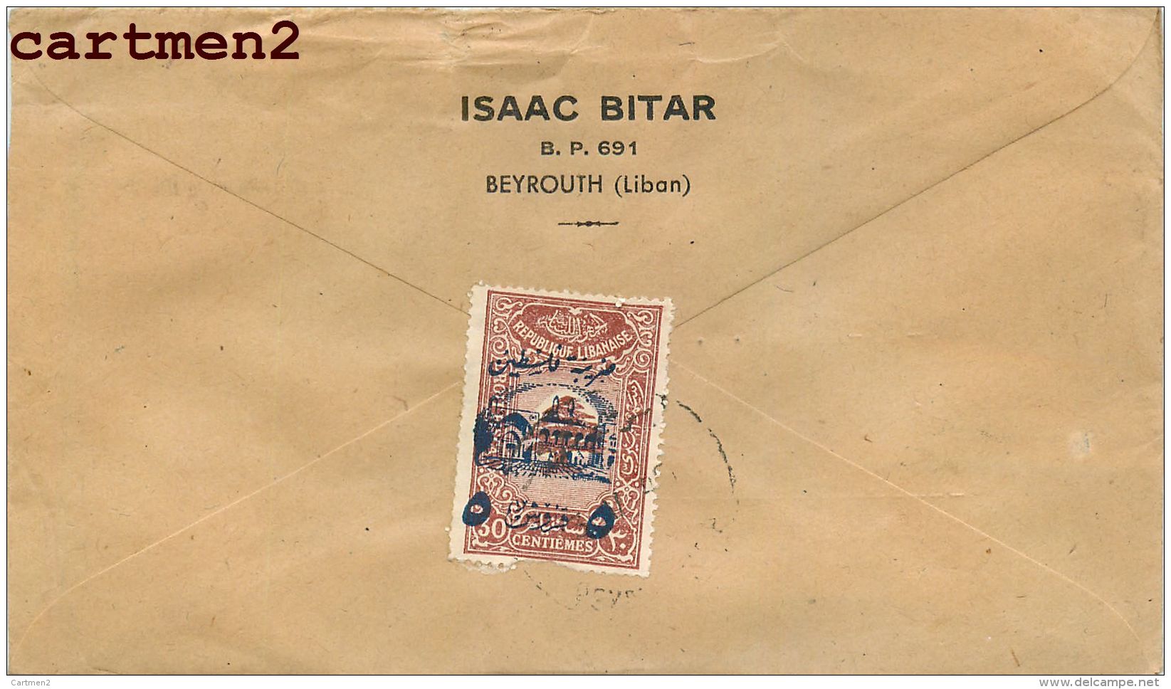 LIBAN BEYROUTH LETTRE ISAAC BITAR JUDAÏCA JEWISH LEBANON BEIRUT STAMP TIMBRE PHILATELIE - Liban