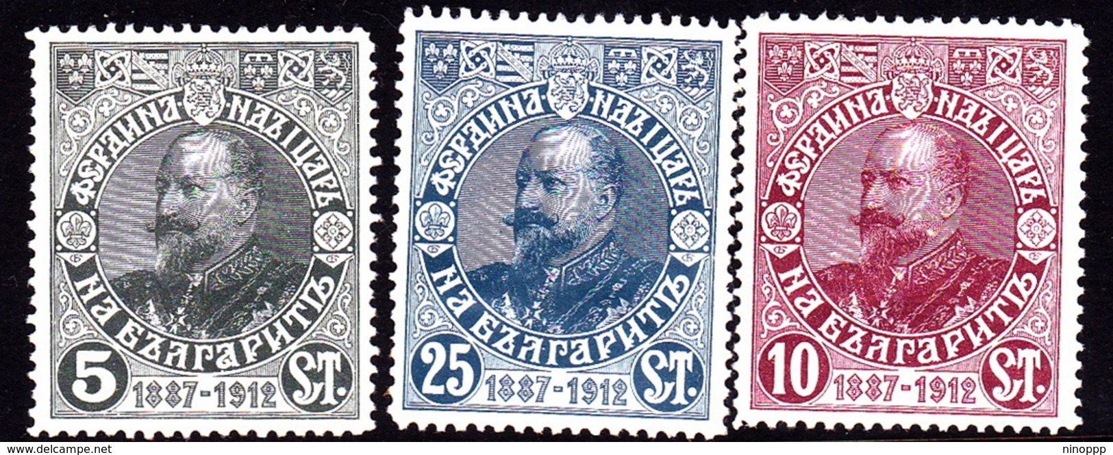 Bulgaria SG 171-173  1912 Tsar Ferdinand Silver Jubilee, Mint Hinged - Unused Stamps