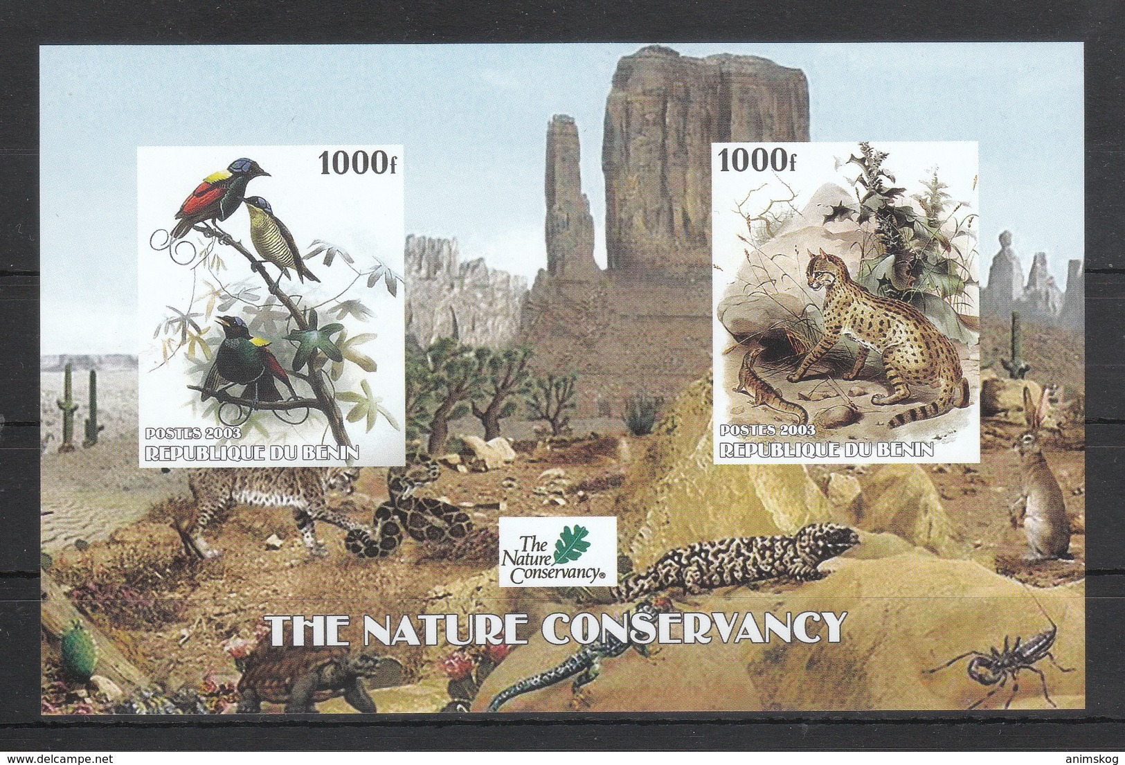 Benin 2003**, Naturschutz, Kakteen, Geschn..,Vignette / Benin 2003, MNH, Prot. Of Nature, Cacti, Imperf., Cinderella - Fantasie Vignetten