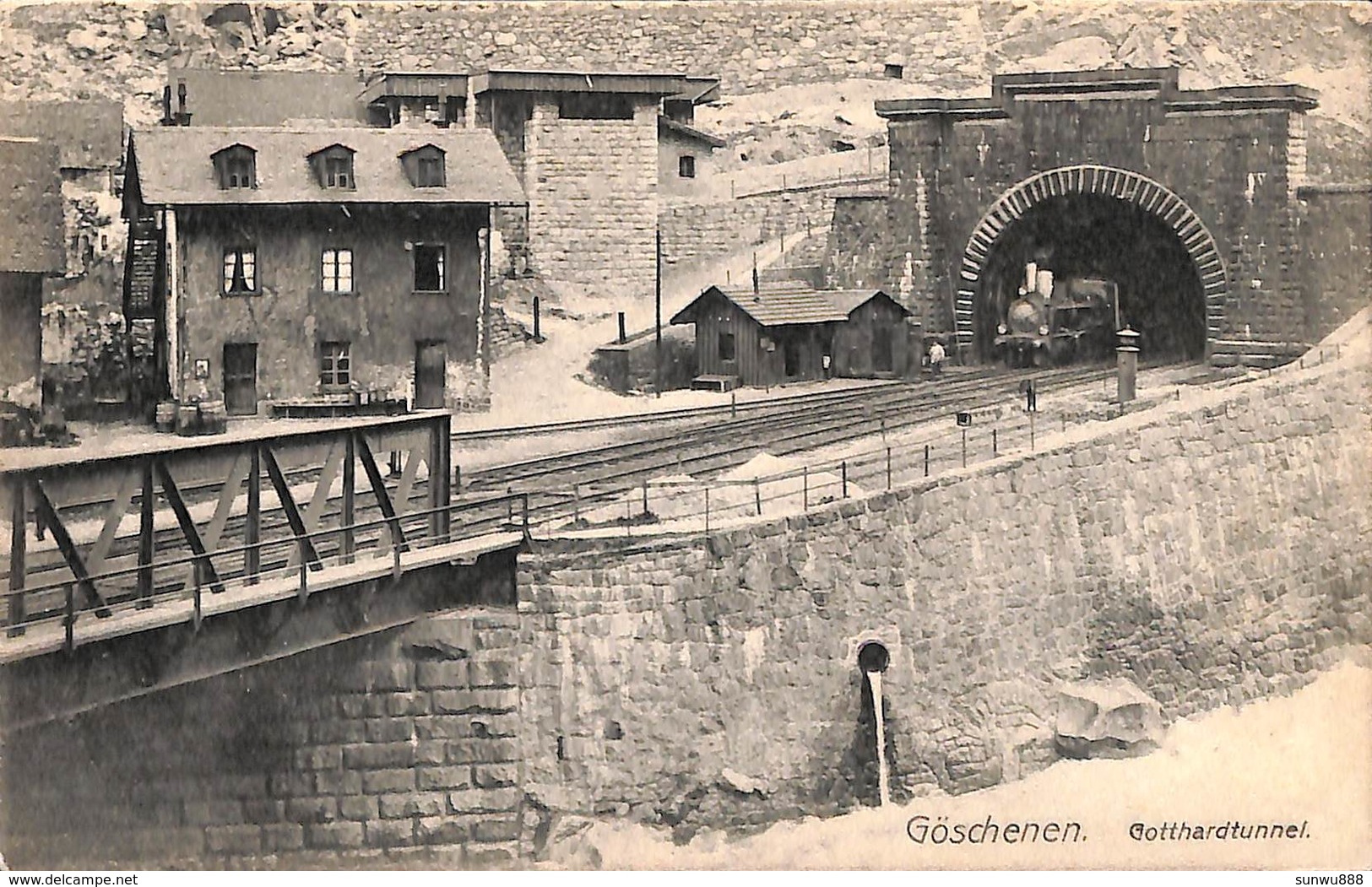 Göschenen - Gotthardtunnel (animation, Train, Johann Regli) - Göschenen