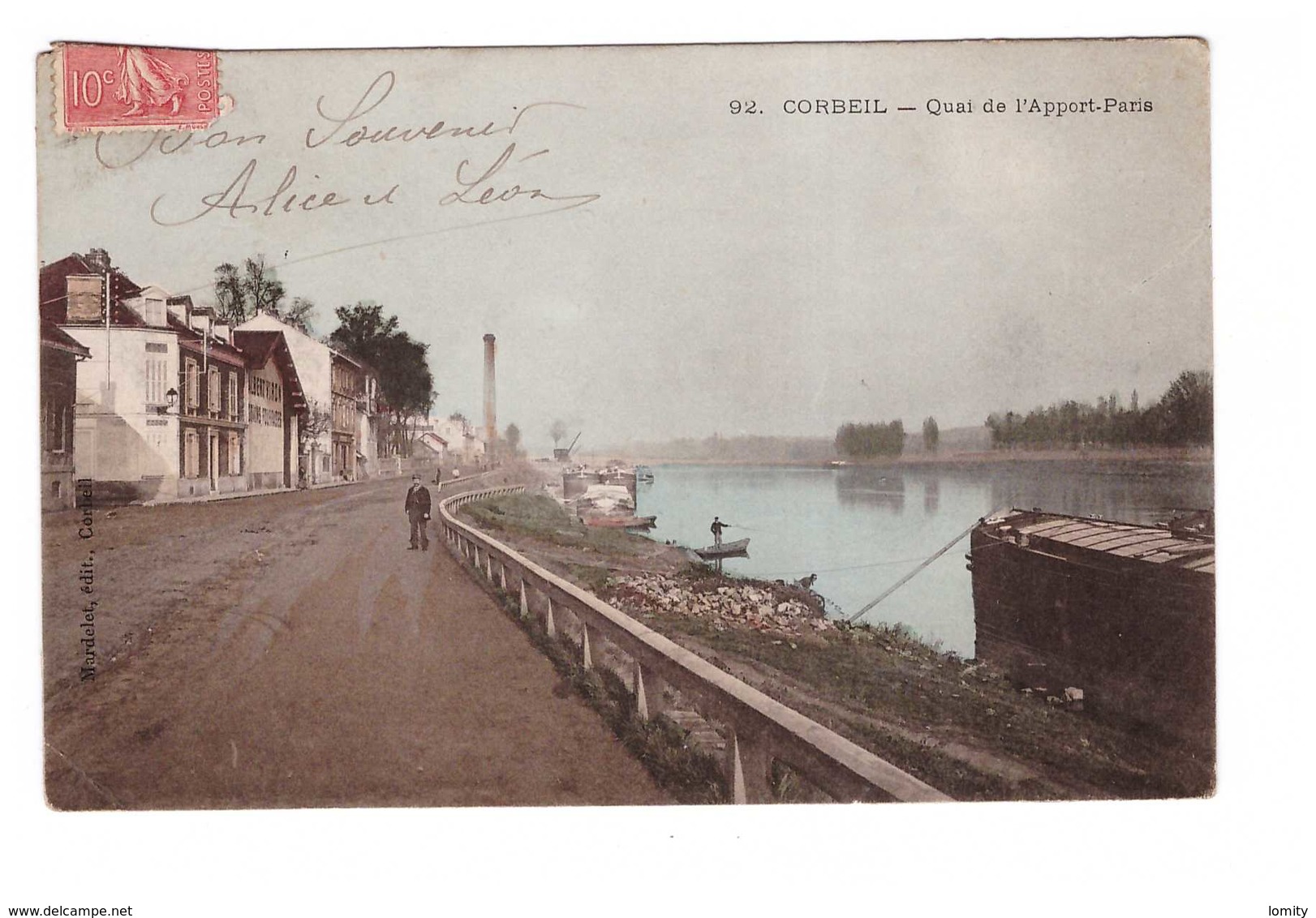 91 Corbeil Quai De L' Apport Paris Cpa Animée Bateau Peniche Edit Mardelet à Corbeil - Corbeil Essonnes