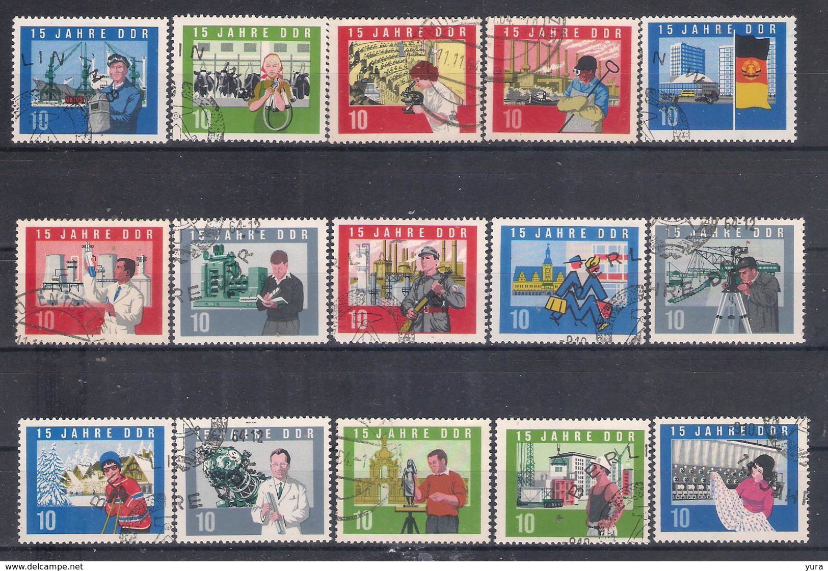 Lot 11  DDR  1964  Mi Nr 1059A/73A - Used Stamps
