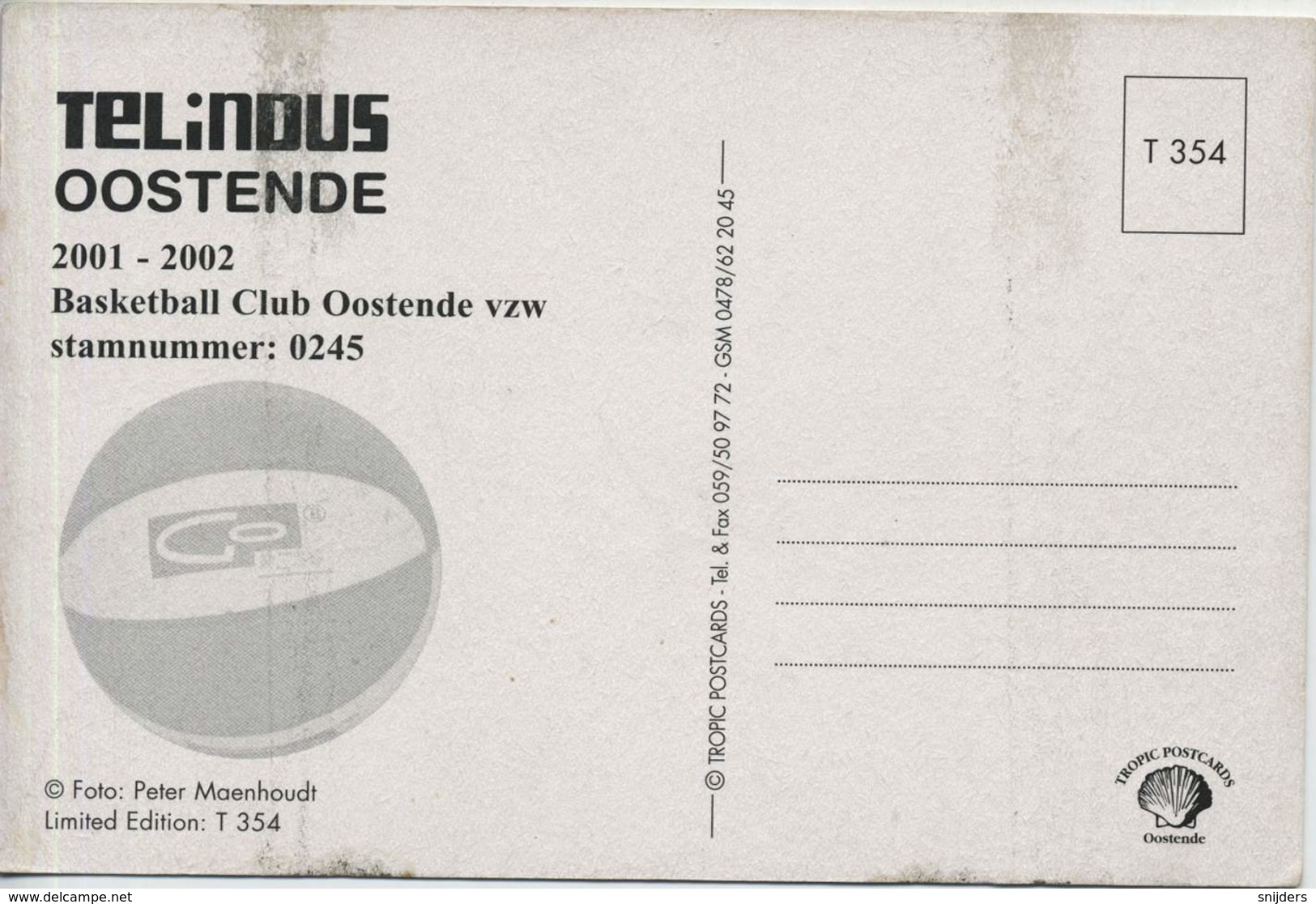 Basketball Club Oostende 2001-2002 - Ongebruikt - Basketball