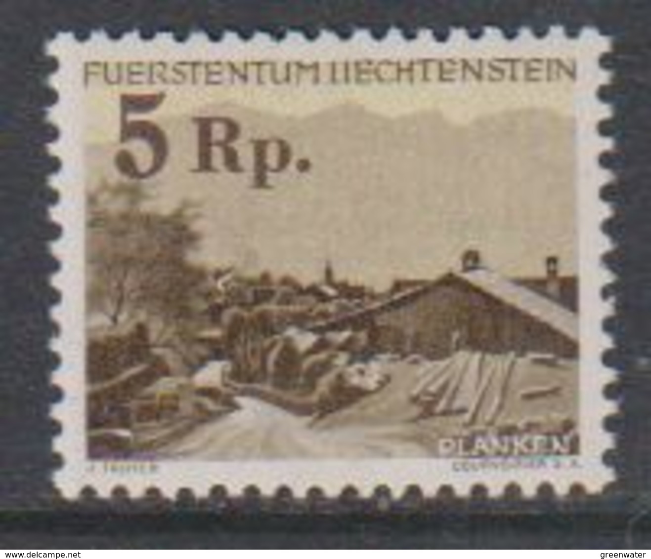 Liechtenstein 1949 Definitive / Provisorium 5 Rp ** Mnh (38783A) - Ongebruikt