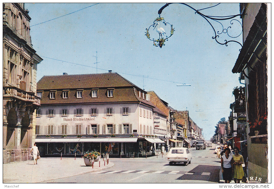 Bühl - Rue Principale - Haupstrasse (Magasin "Baur Walterspiel ", Publicité "UHU", Animation) - Circulé, Date Illisible - Buehl