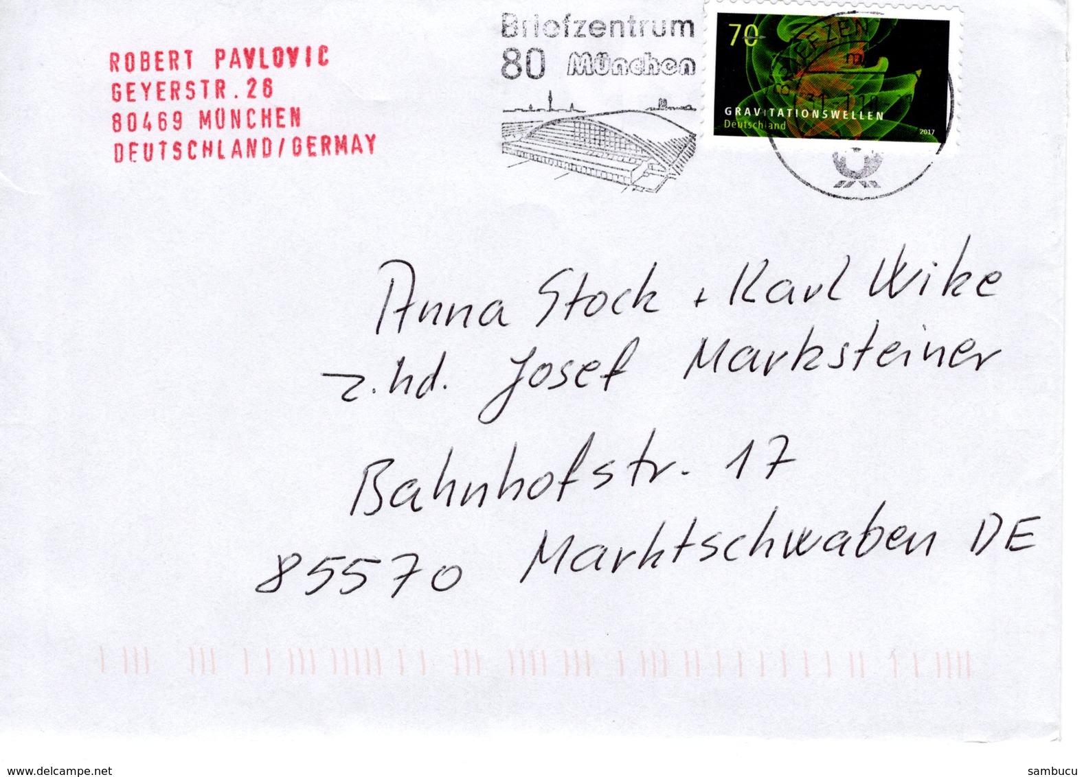 Brief Von Briefzenturm 80 Mit 70 Cent Gravitationswellen 2018 - Briefe U. Dokumente