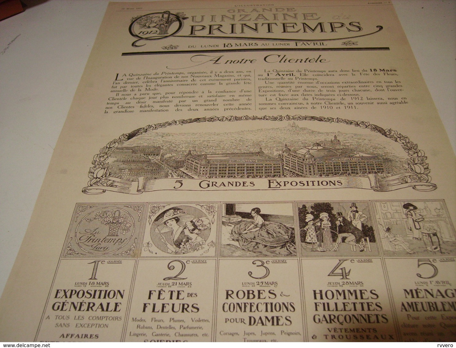 ANCIENNE PUBLICITE GRANDE QUINZAINE AU  PRINTEMPS PARIS 1912 - Autres & Non Classés