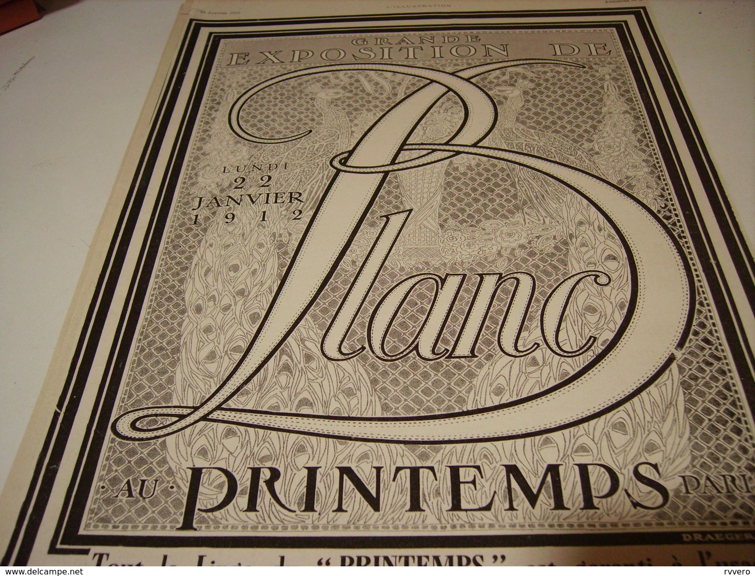 ANCIENNE PUBLICITE MAGASIN EXPOSITION DE BLANC  AU PRINTEMPS PARIS 1912 - Autres & Non Classés