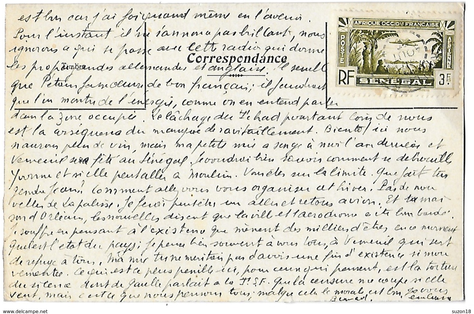 Guerre 39 - Ww2 - Carte-lettre Illustree Avion - Senegal - Lettres & Documents