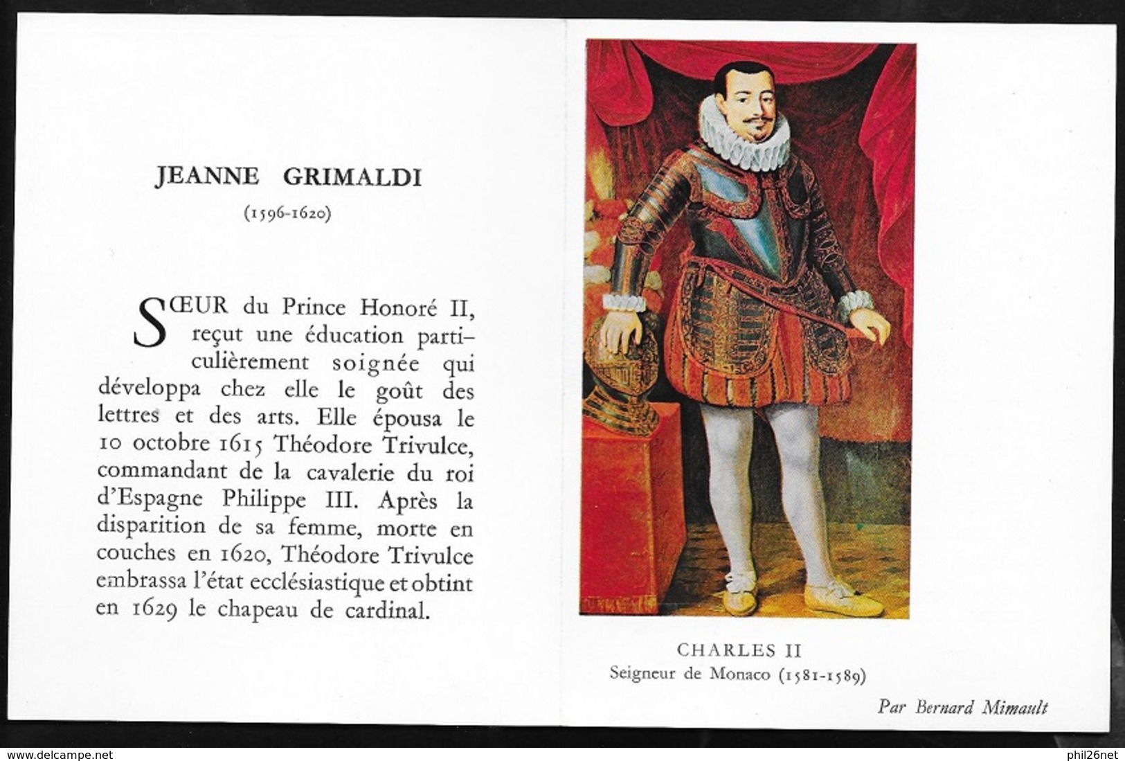 Monaco Feuillet De 4 Pages émis En 1968 Charles II Et Jeanne Grimaldi (770 Et 771) Histoire   Photos TB ! ! - Storia Postale