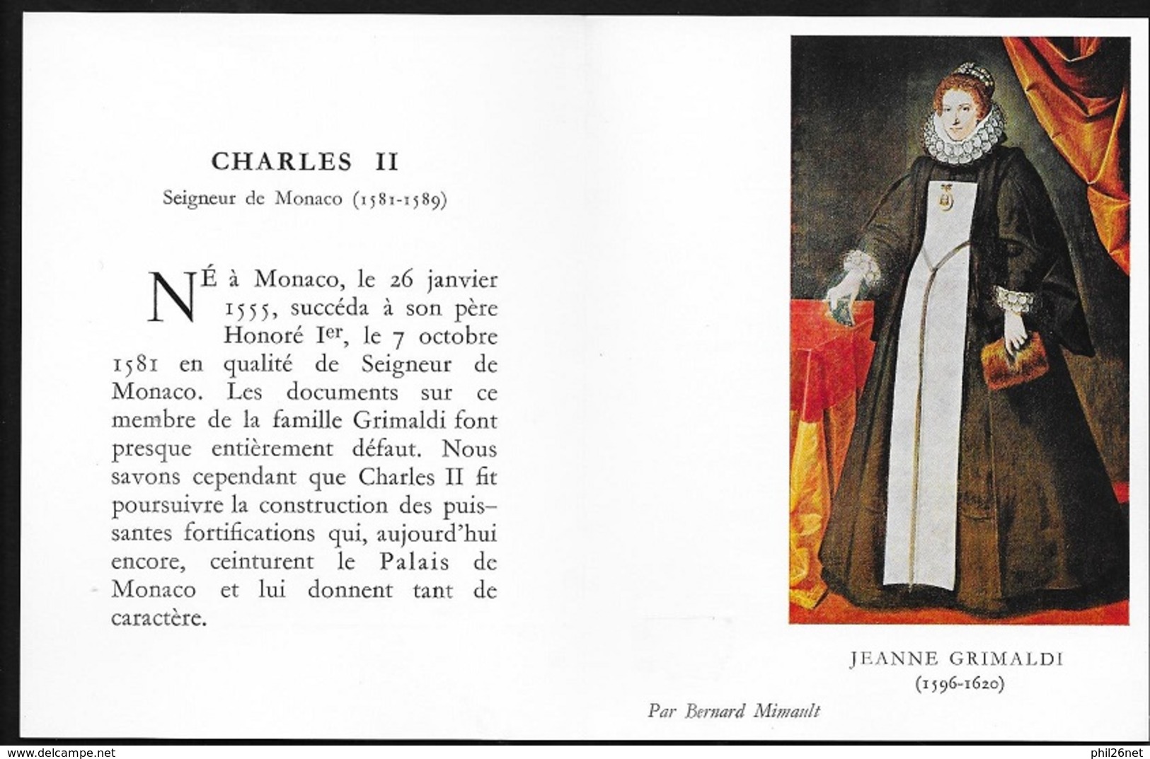 Monaco Feuillet De 4 Pages émis En 1968 Charles II Et Jeanne Grimaldi (770 Et 771) Histoire   Photos TB ! ! - Storia Postale