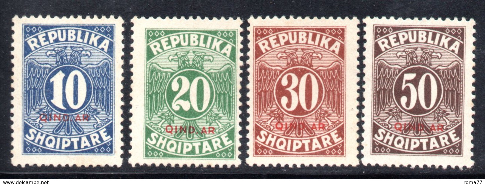 161 - 490 - ALBANIA 1926 , Segnatasse  Yvert N. 26/29  ***  Gomma  Stanca - Albania