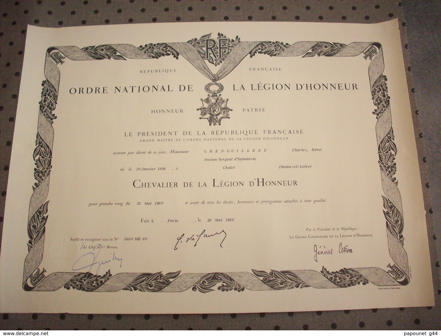 Diplôme ( Ordre National De La Légion D'Honneur ) - Diploma & School Reports