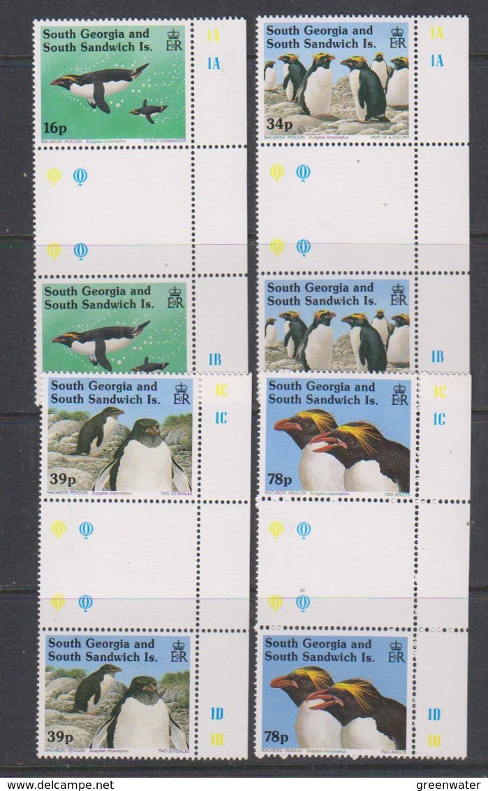 South Georgia 1993 Macaroni Penguins 4v Gutter  ** Mnh (38789) - Zuid-Georgia