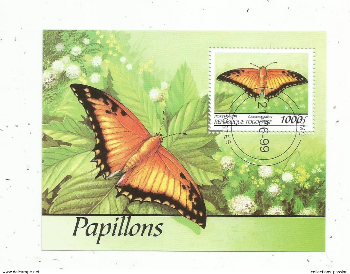 Bloc , PAPILLONS , République TOGOLAISE , 1999 , Charaxes Pollux - Papillons