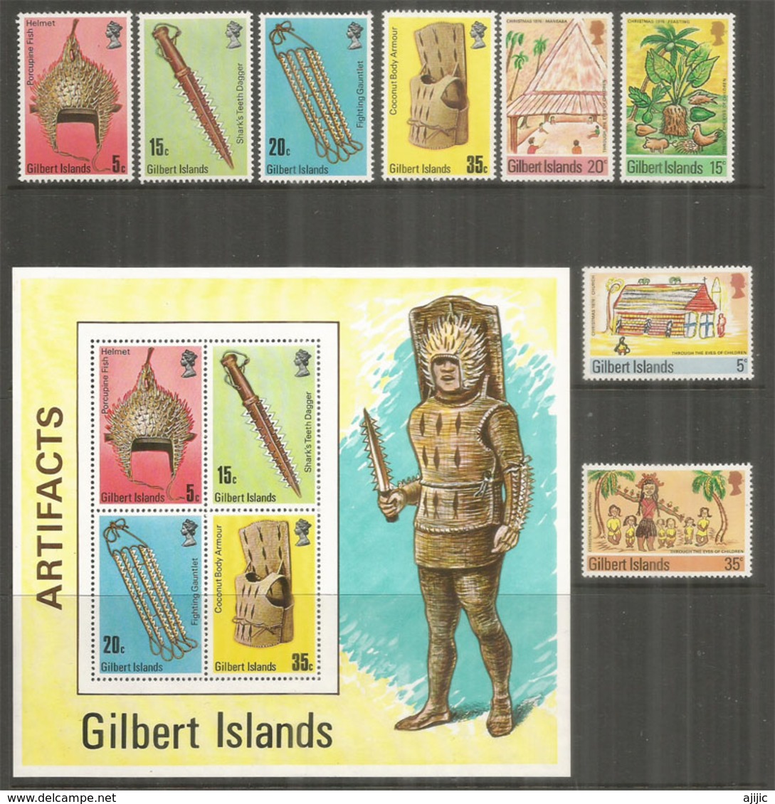 Année Complète 1976, ILES GILBERT (Atolls) Dans Le Pacifique. Armes De Guerres Des Habitants. B-F + Timbres Neufs ** - Autres - Océanie