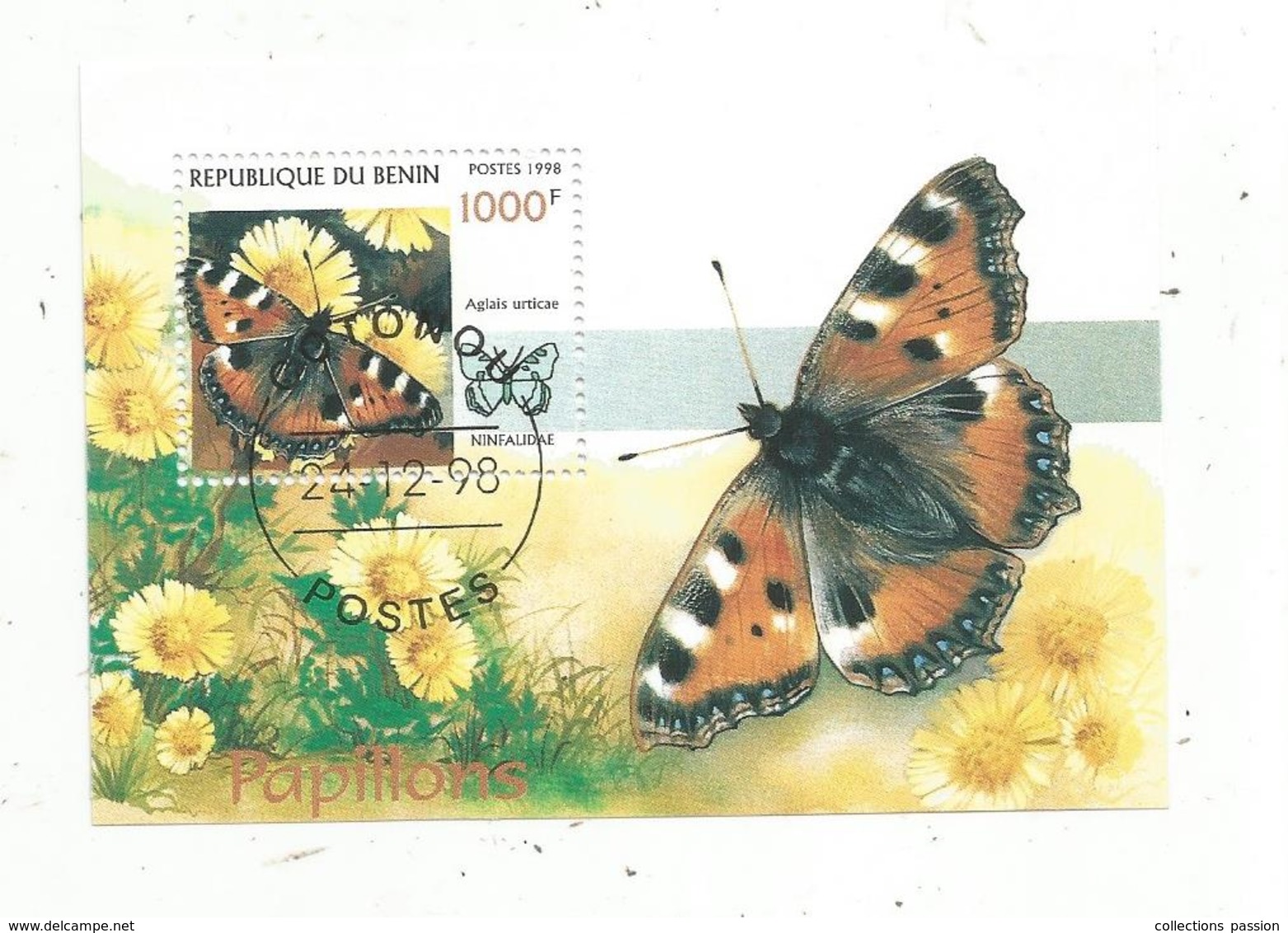 Bloc , PAPILLONS , République Du BENIN , 1998 , Ninfalidae - Papillons