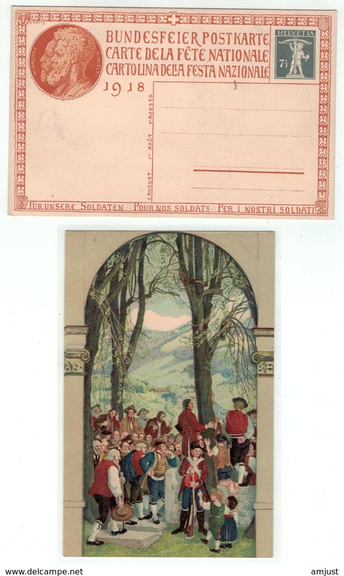 Suisse // Schweiz // Switzerland // Entier Postaux  //  Carte De La Fête Nationale 1918 Neuve (image 2) - Entiers Postaux