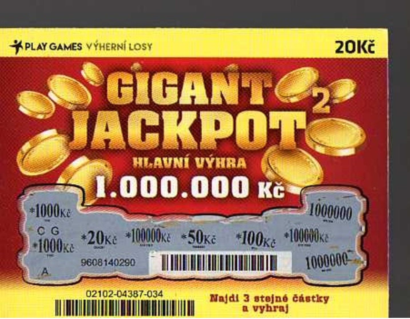 8-433 CZECH REPUBLIC -2017 - Play Games - Gigant Jackpot 20 Kc A Scratchcard  A Scratch Off, Scratch Ticket - Lotterielose