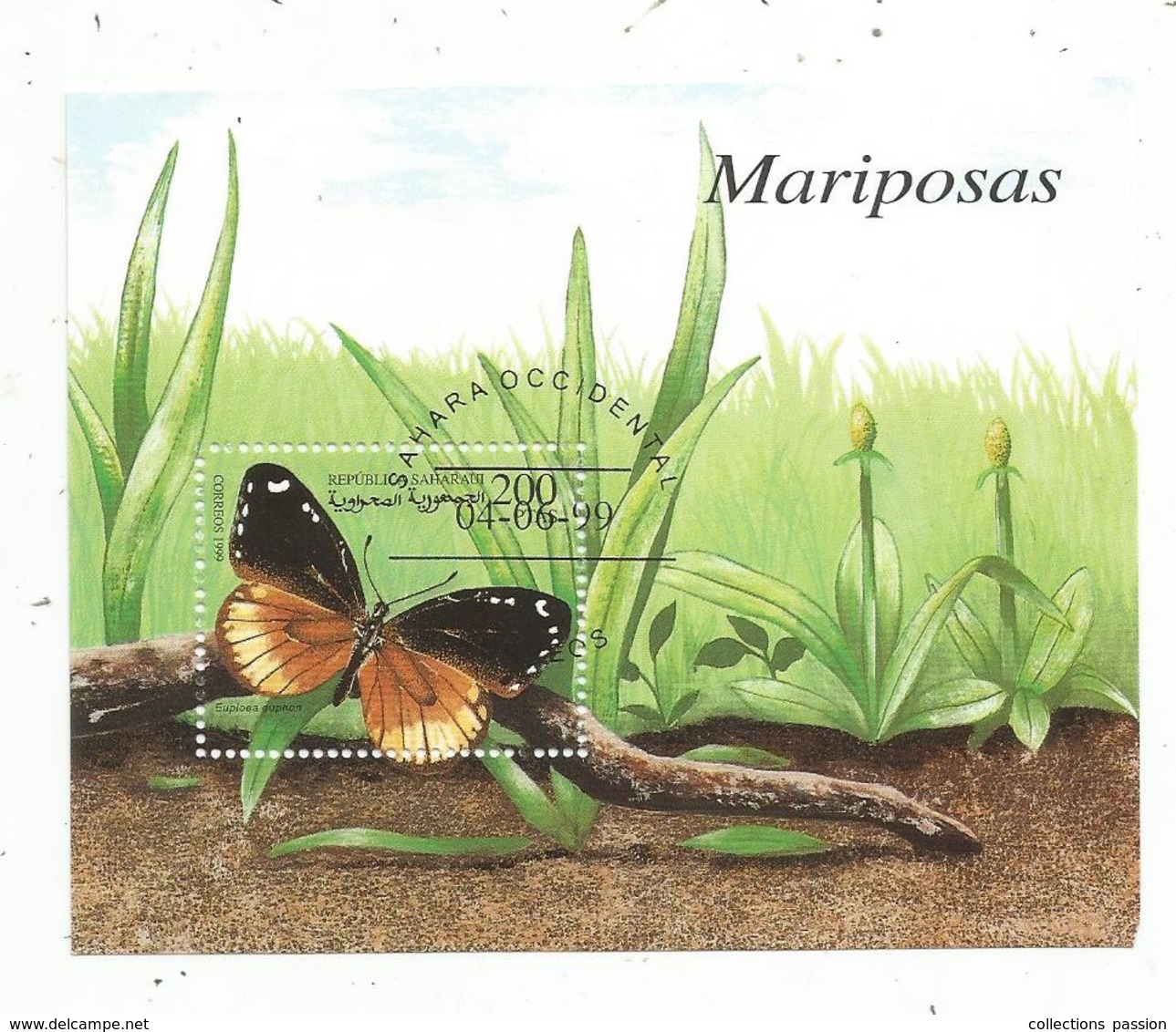 Bloc , PAPILLONS , SAHARA OCCIDENTAL , 1999 , MARIPOSAS , Republica Saharaui - Vlinders