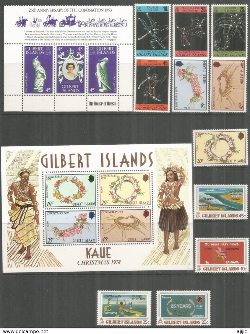 Année Complète 1978, ILES GILBERT (Atolls) Dans Le Pacifique. Constellations Du Ciel,etc. B-F + Timbres Neufs ** - Autres - Océanie
