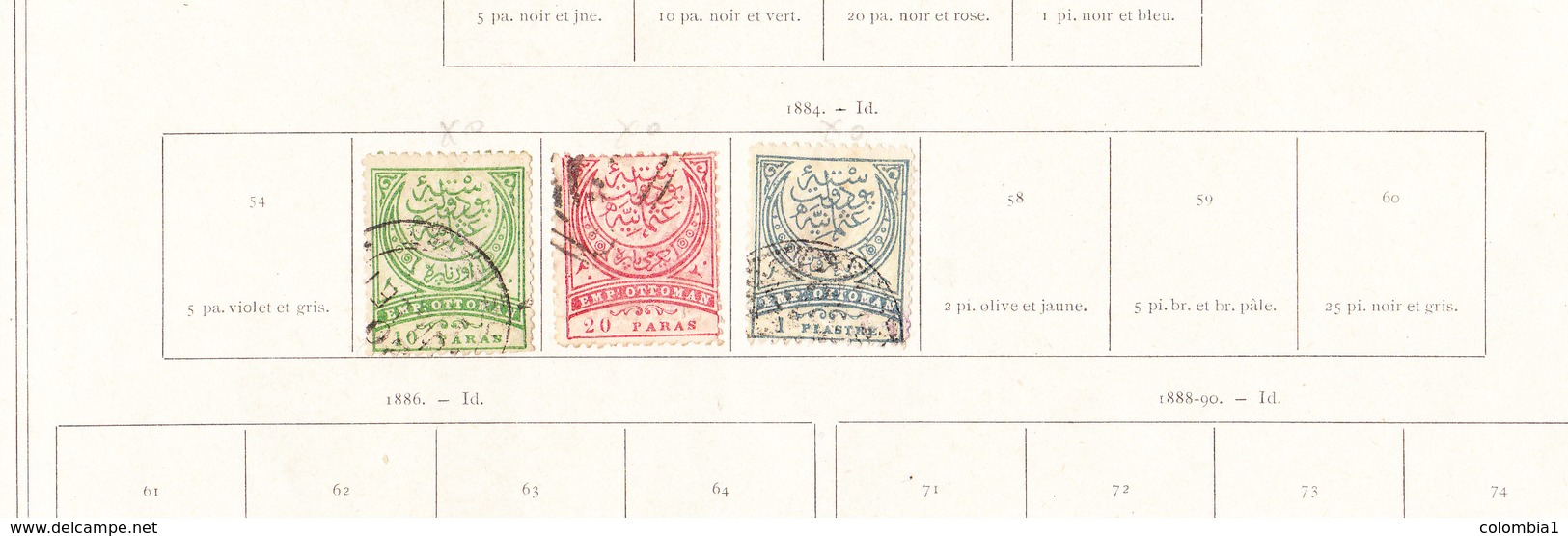 TURQUIE Timmbres de 1884/1908  sur feuille d'album