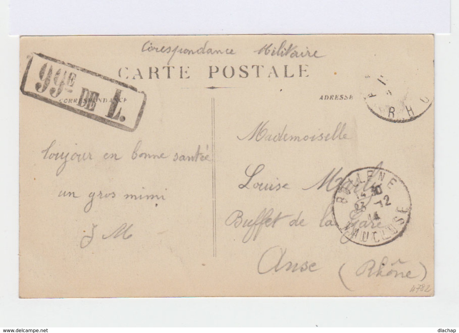 Sur Carte Postale Du Vaucluse Cachet 99é De L. Et CAD Bolléne Décembre 1914. (2841) - Oorlog 1914-18