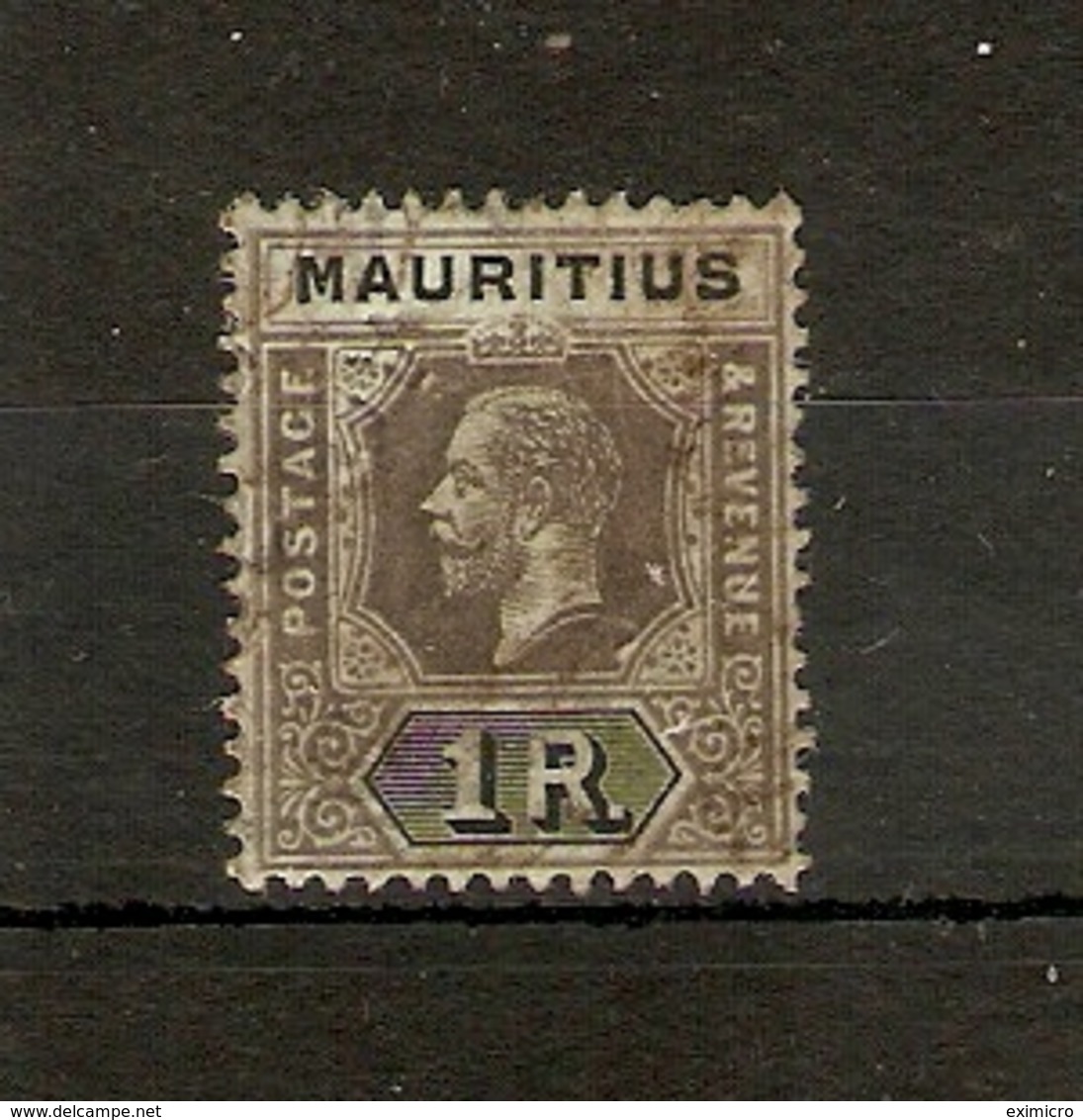 MAURITIUS 1917 1R BLACK/BLUE GREEN (OLIVE BACK) SG 201 WATERMARK MULTIPLE CROWN CA FINE USED Cat £25 - Mauritius (...-1967)