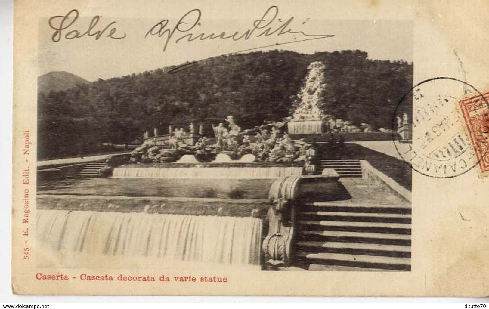 Caserta - Cascata Decorata Da Varie Statue - Formato Piccolo Viaggiata – Ad - Caserta