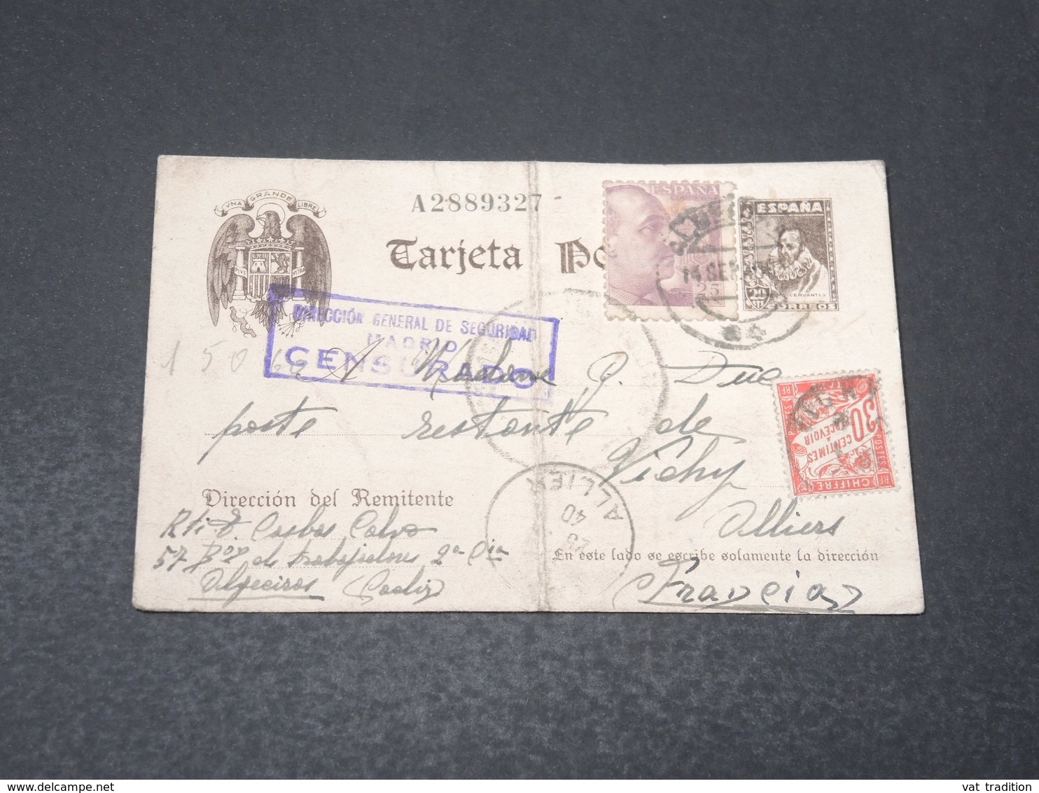 ESPAGNE - Entier Postal + Complément De Alquerías Pour La France En 1940 , Censure De Madrid - L 17218 - Marcas De Censura Nacional