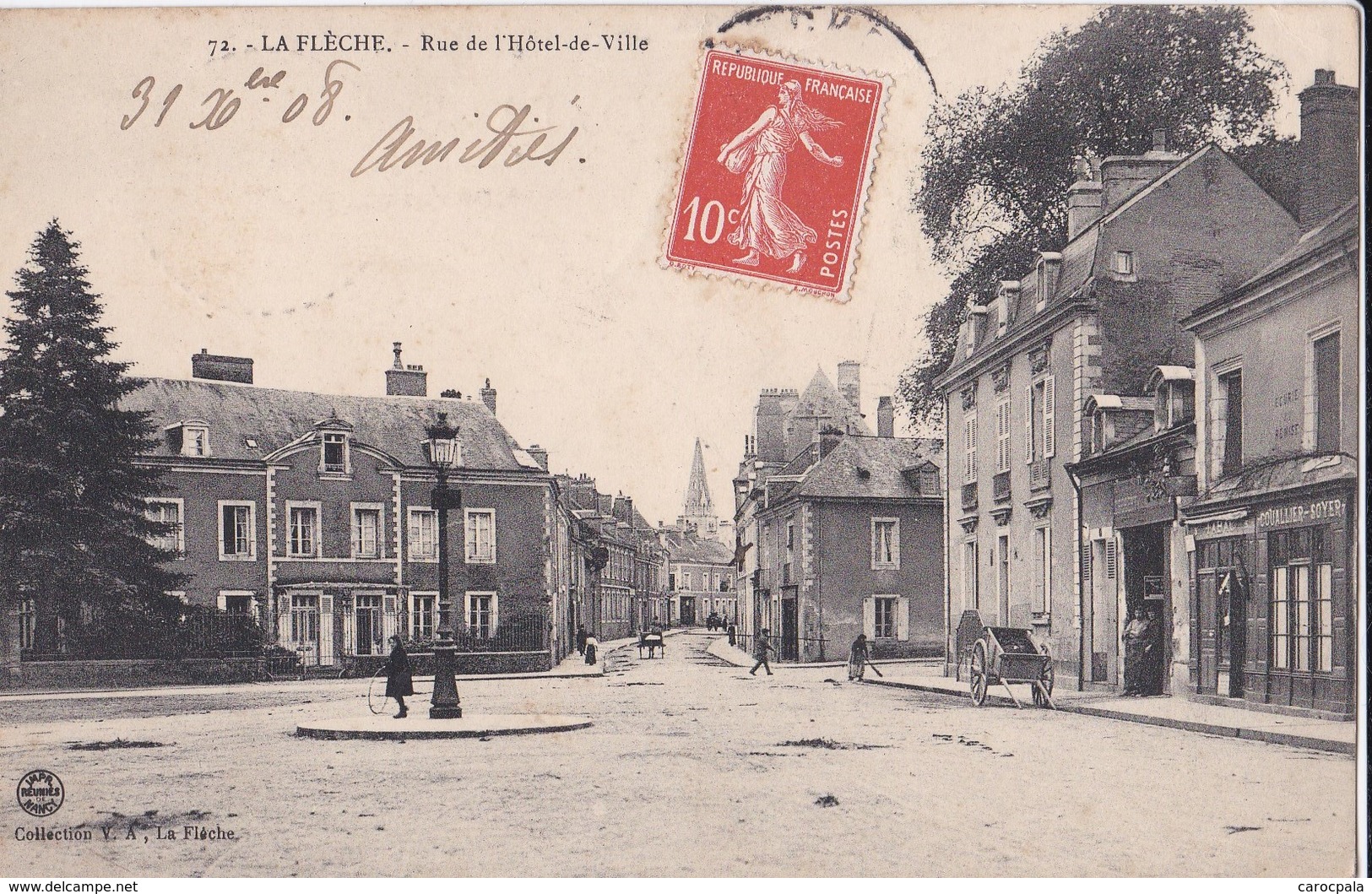 Carte 1908 LA FLECHE / RUE DE L'HOTEL DE VILLE - La Fleche