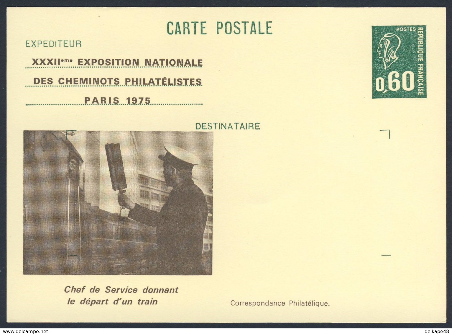 France Rep. Française 1975 Card / Karte / Carte Postale - Chef De Service Donnant Départ / Head Of Service / Abteilungs - Treinen