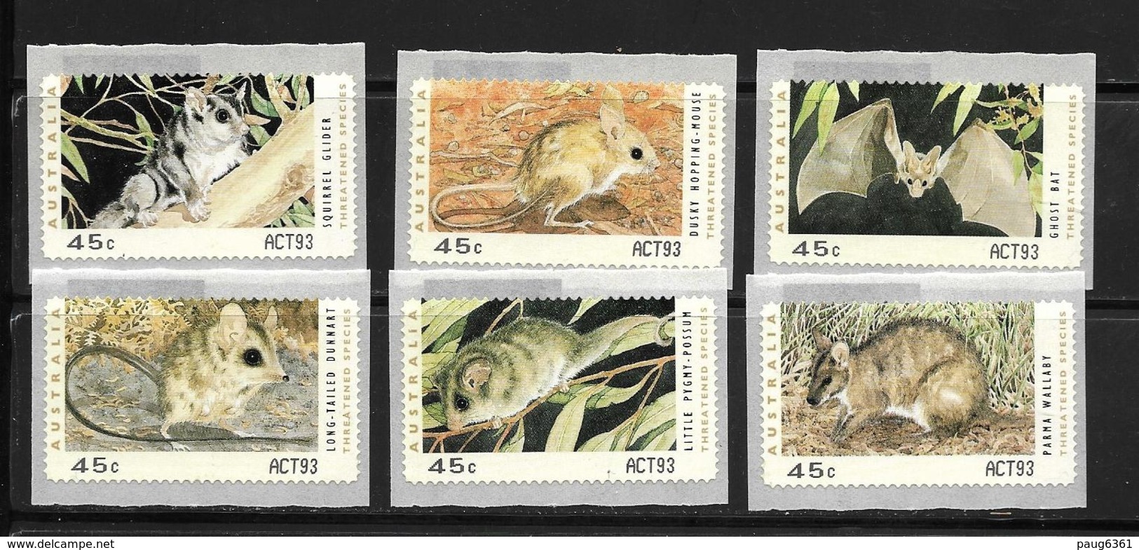 AUSTRALIE 1993 ANIMAUX MENACES D'EXTINCTION TIMBRES DE DISTRIBUTEUR  YVERT N°D18/23  NEUF MNH** - Mint Stamps