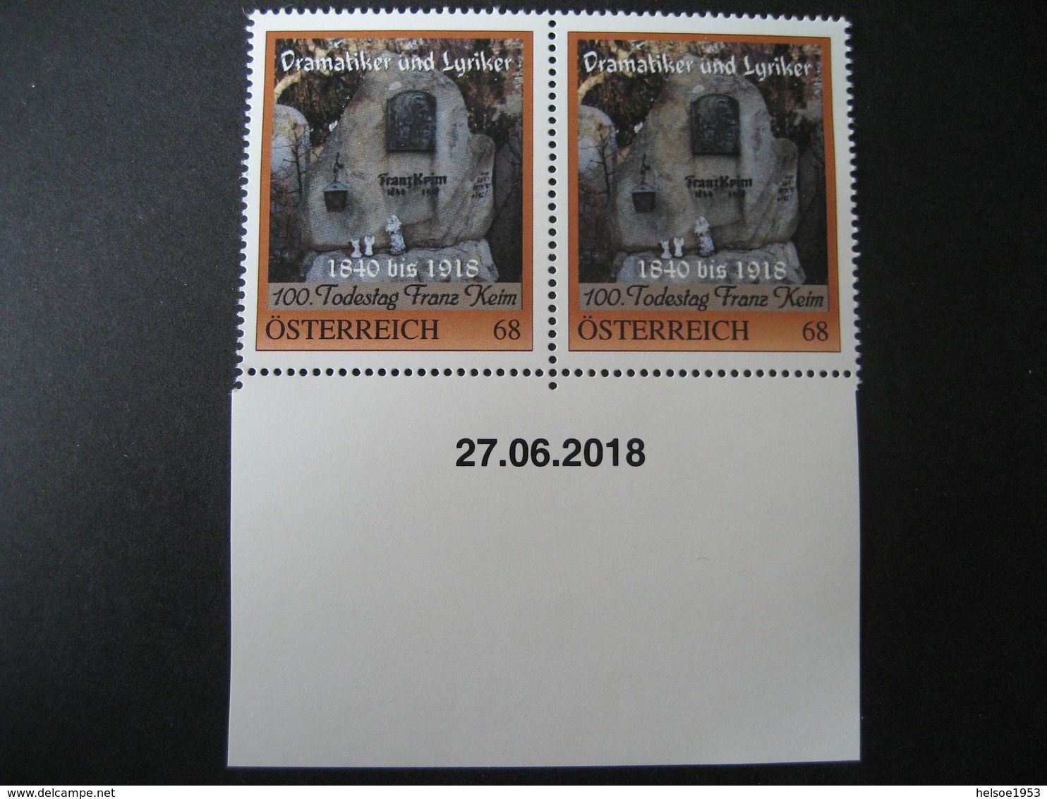 Pers.BM 8126953** 100. Todestag Franz Keim, Ausgabetag 27.06.18 - Personalisierte Briefmarken